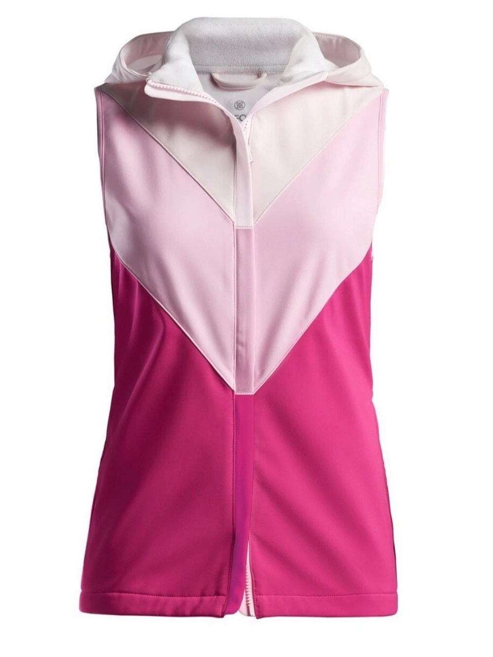 G/FORE Women’s Golf Pink Hooded Colorblock Vest Chevron